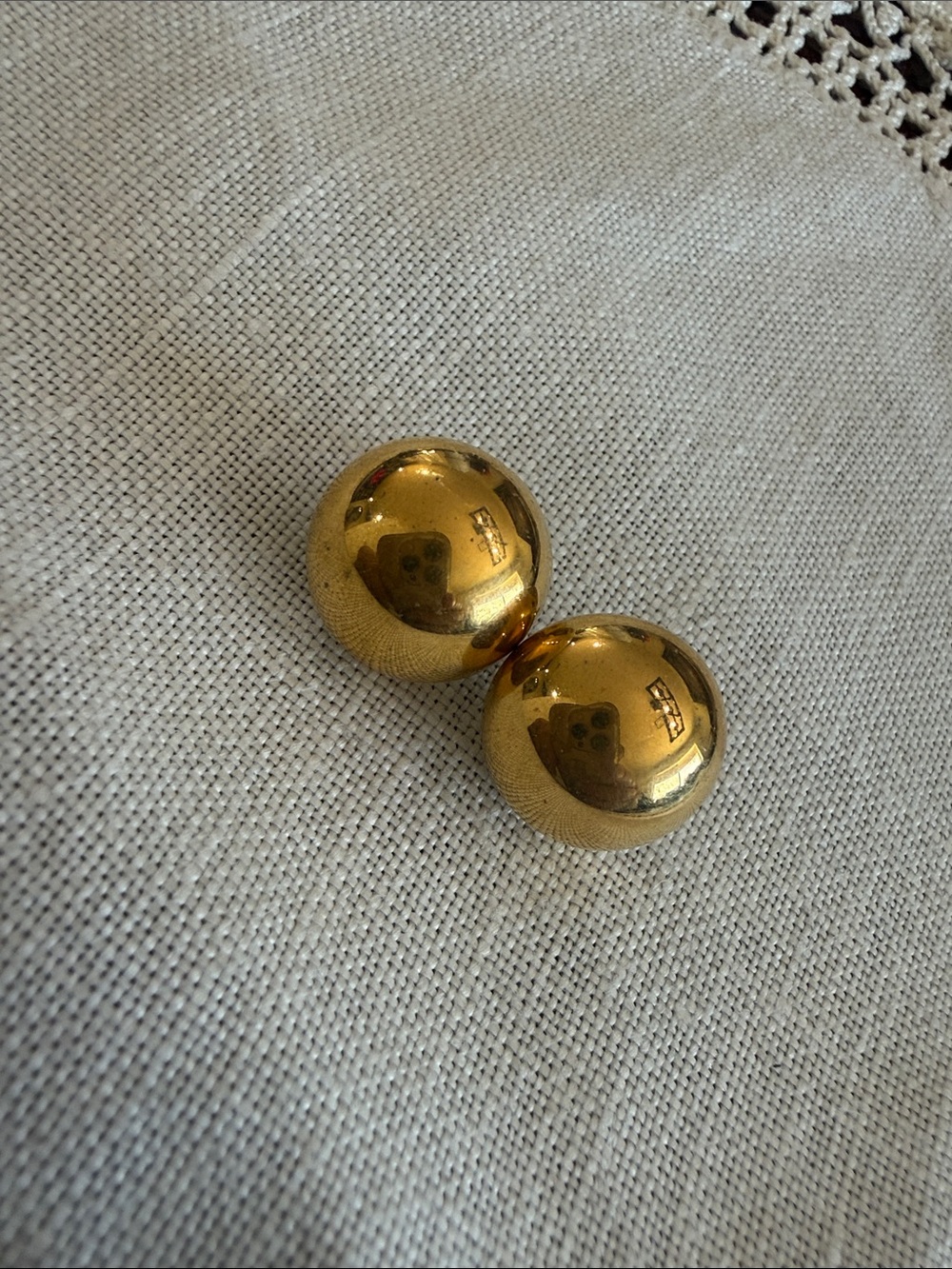 Vintage Monet Gold Ball Post Earrings - Polished Gold Tone